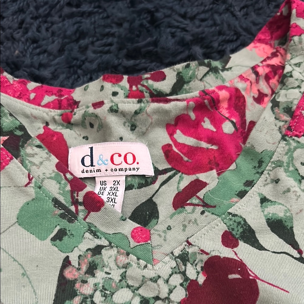 EUC Denim and Co. floral long sleeve shirt in size 2x